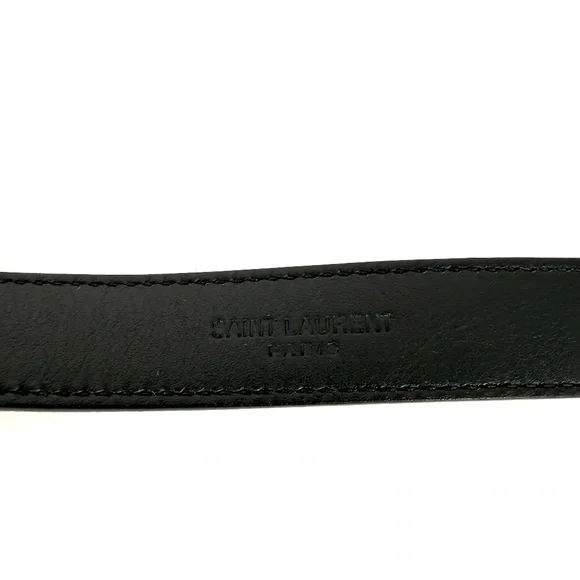 Saint Laurent Skinny YSL Logo Buckle Leather Belt 95 38
